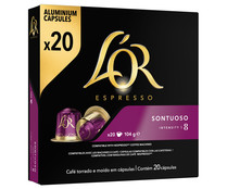 Café Suntuoso I8 en cápsulas compatibles con Nespresso L'OR ESPRESSO 20 uds.
