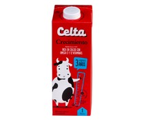 Leche semidesnatada, enriquecida con calcio, Omega 3 y 12 vitaminas, para myores de 3 años CELTA Crecimiento. 