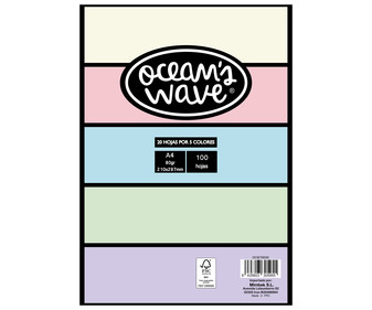 Folios de 5 colores pastel Din A4 80g, 100 hojas (20 hojas por color) OCEAN'S WAVE. Folios de 5 colores pastel Din A4 80g, 100 hojas (20 hojas por color) OCEAN'S WAVE.
