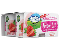 Yogur desnatado 0% materia grasa con trocitos de fresa CENTRAL LECHERA ASTURIANA 4 x 125 g.