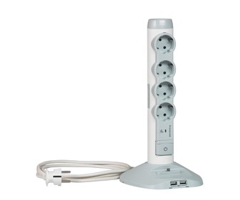 Base múltiple vertical de 4 tomas, 2 tomas usb micro LEGRAND Base múltiple vertical de 4 tomas, 2 tomas usb micro LEGRAND