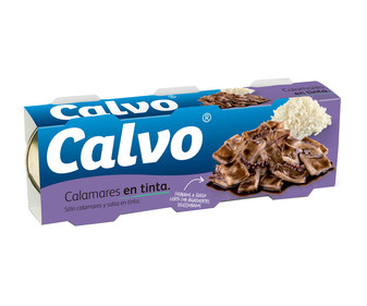 Calamares en su tinta en trozos CALVO pack de 3 latas de 48 g. Calamares en su tinta en trozos CALVO pack de 3 latas de 48 g.
