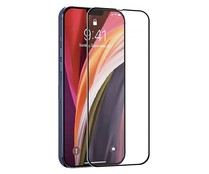 Protector de pantalla compatible con iPhone 13/13 Pro, MUVIT, vidrio templado, marco negro, antibacteriano. (Teléfono no incluido)