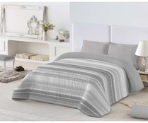 Edredón reversible para cama de 135 cm con estampado de rayas, 100% poliéster, NATURALS.