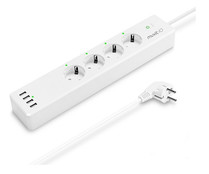Regleta inteligente Wifi MUVIT iO, 4 tomas de corriente, 4 puertos USB, control desde APP.