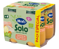 Tarrito de verduras de la huerta con pollo y arroz, ecológico a partir de 6 meses HERO Solo 4 x 190 g.
