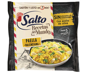 Paella valenciana elaborada con aceite de oliva y sin conservantes ni colorantes SALTO de Findus 700 g. Paella valenciana elaborada con aceite de oliva y sin conservantes ni colorantes SALTO de Findus 700 g.