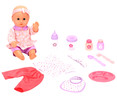 Muñeco bebé de 40cm con ropita y accesorios en caja redonda, 9 piezas, ONE TWO FUN ALCAMPO.