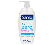 Gel de ducha o baño hidratante Family SANEX Zero% Pump 750ml.