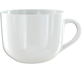 Taza o tazón bajo con asa, con capacidad de 475 mililitros, color blanco GSMD. Taza o tazón bajo con asa, con capacidad de 475 mililitros, color blanco GSMD.
