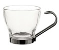 3 tazas de café de vidrio con asa de acero inox., 10,8cl. LUMINARC.