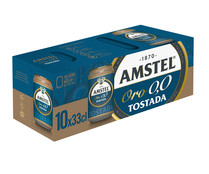 Cerveza tostada 0,0 % alcohol AMSTEL ORO pack 10 uds. x 33 cl.