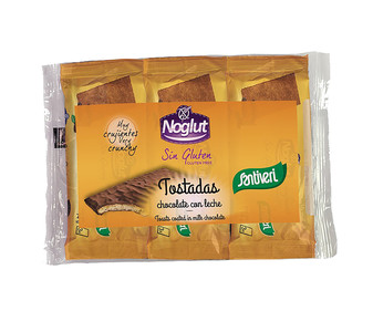 Tostadas bañadas en chocolate con leche, sin gluten 102 g.