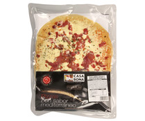 Pizza fresca de elaboración tradicional de mozzarella y jamón curado CASA BONA Premium 600 g.