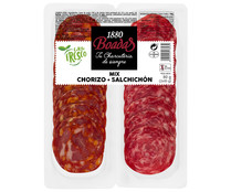 Pack de chorizo y salchichón de categoria extra, sin gluten y cortados en lonchas BOADAS 2 x 40 g.
