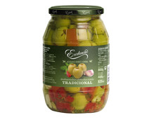 Aceitunas verdes gordal aliñadas sin hueso EXCELENCIA frasco de 400 g.