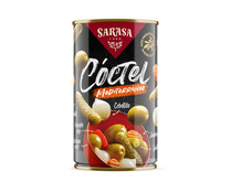 Surtido de aceitunas y encurtidos, en aceite de oliva virgen extra  Los antojos del Olivar SARASA 180 g.