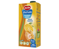 Néctar sin azúcar añadido de naranja y mandarina, sin azúcares añadidos JUVER DISFRUTA brick de 2 l.