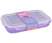 Recipiente hermético de silicona color morado con tapa de clip, 1,1 litros, Ubik IDEALCASA.