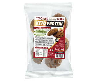 Galletas con pepitas de chocolate y extra de proteínas KETOPROTEIN 150 g. Galletas con pepitas de chocolate y extra de proteínas KETOPROTEIN 150 g.