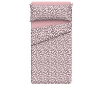 Juego de sábanas para cama de 90cm. 100% algodón diseño florecitas en tonos rosas, ACTUEL.