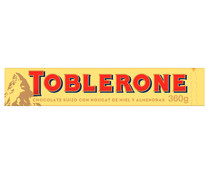Chocolatina de chocolate con leche suizo con nougat de miel y almendras TOBLERONE 360 g.