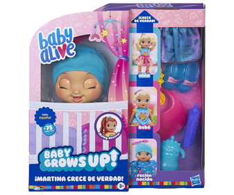 Muñeca Baby Alive de verdad con 3 etapas crecimiento hasbro. martina grows años ‎30 x 30 50