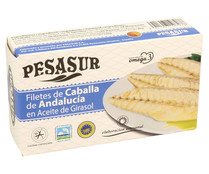Filetes de caballa de Andalucía en aceite de girasol PESASUR 80/80 g.