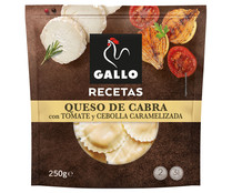 Soles de pasta fresca al huevo rellenos de queso de cabra con tomate y cebolla caramelizada GALLO Recetas 250 g.