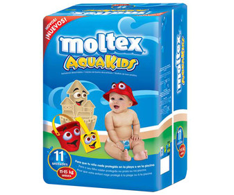 Pañales bañador talla 3, para niños de 11 a 15 kilogramos MOLTEX Aquakids 11 uds.