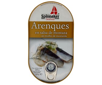 Arenques con mostaza, ahumados del Norte SPINNAKER 200 g. Arenques con mostaza, ahumados del Norte SPINNAKER 200 g.