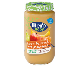 Tarrito de fruta (plátano,manzana, mandarina y pera) a partir de 4 meses HERO BABY 235 g. Tarrito de fruta (plátano,manzana, mandarina y pera) a partir de 4 meses HERO BABY 235 g.