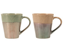Taza alta de gres con 0,33 litros de capacidad y diseño en relieve bicolor de efecto metal, Ritual LA BOUCHÉE.