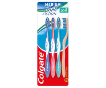 Cepillo de dientes medio, que ayuda a eliminar manchas y bacterias bucales COLGATE Triple action 4 uds.