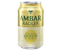 Cerveza y limón AMBAR Radler, lata de 33 centilitros. - Alcampo