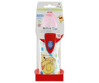 Biberón de winnie the pooh con boquilla de silicona a partir de 12 meses NUK 300 ml. Biberón de winnie the pooh con boquilla de silicona a partir de 12 meses NUK 300 ml.