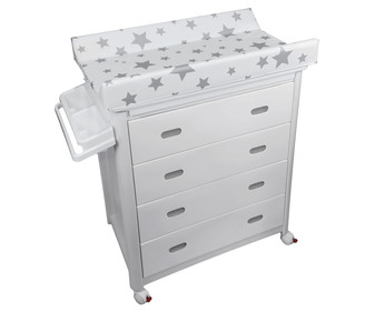 Bañera mueble PLASTIMYR con 4 cajones, bañera y cambiador antivuelco, estrellas.