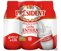 Leche entera de vaca de origen 100% español PRÉSIDENT 6 x 1.5 l.