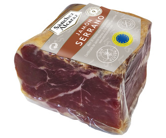 Taco de jamón serrano (curación mínima de 9 meses) envasado al vacio SÁNCHEZ ALCARAZ 400 g.
