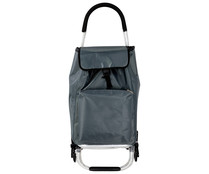 Carrito de la compra color gris con 3 compartimentos y 6 ruedas, 56 litros, ACTUEL.