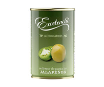 Aceitunas verdes manzanilla rellenas de jalapeño EXCELENCIA lata de 130 g.