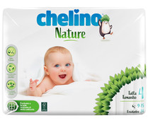 Pañales talla 4 para bebés de 9 a 15 kilogramos CHELINO Nature 34 uds.