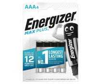 Pack de 4 pilas alcalinas AAA, LR03, 1,5V, ENERGIZER Max Plus.