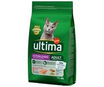 Pienso de salmón y arroz para gatos adultos esterilizados ULTIMA ADULT 1,5 kg.