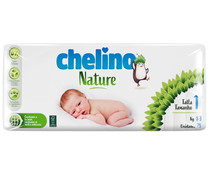 Pañales talla 1 para bebés recien nacidos de 1 a 3 kilogramos CHELINO Nature 28 uds.