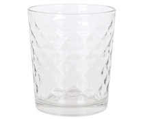Bandeja de 6 vasos de vidrio transparente con diseño en relieve, 0,36 litros, Axel Diamond SWEET AHOME.