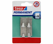 Juego de 4 ganchos adhesivos permanentes de plástico de color metálico TESA Permanet.