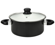 Cacerola de acero esmaltado con tapa de vidrio apta para inducción, 24cm ACTUEL.