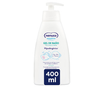 Gel de baño hipoalergénico para cuerpo y cabello NENUCO Sensitive 400 ml.