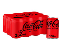 Refresco de cola Zero azúcar COCA COLA  pack 12 uds. x  33 cl.